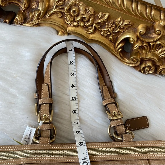 Coach Signature Beaded Leather Suede Tote Bag - Picture 10 of 16